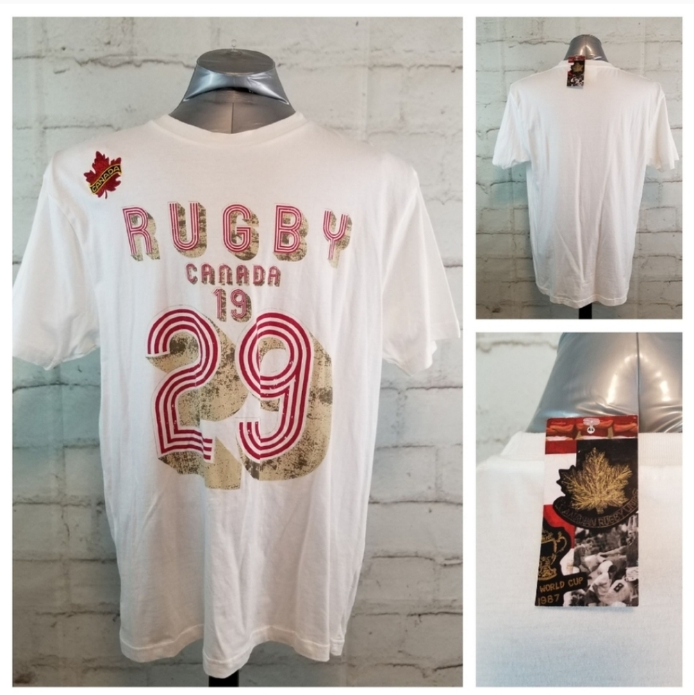 NWT Rugby Canada 2XL White Short Sleeve T-Shirt